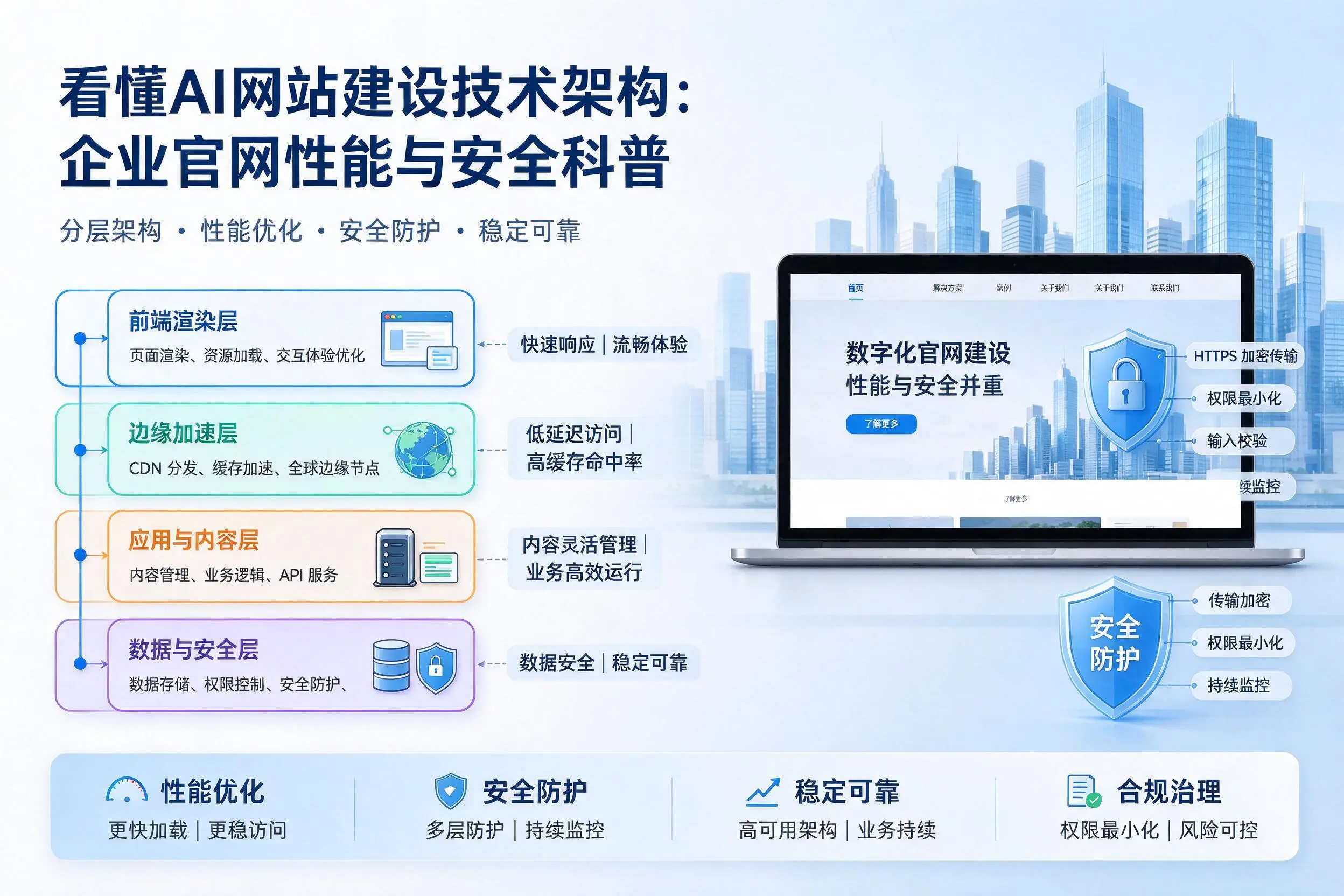 看懂AI网站建设技术架构：迪庆企业官网性能与安全科普