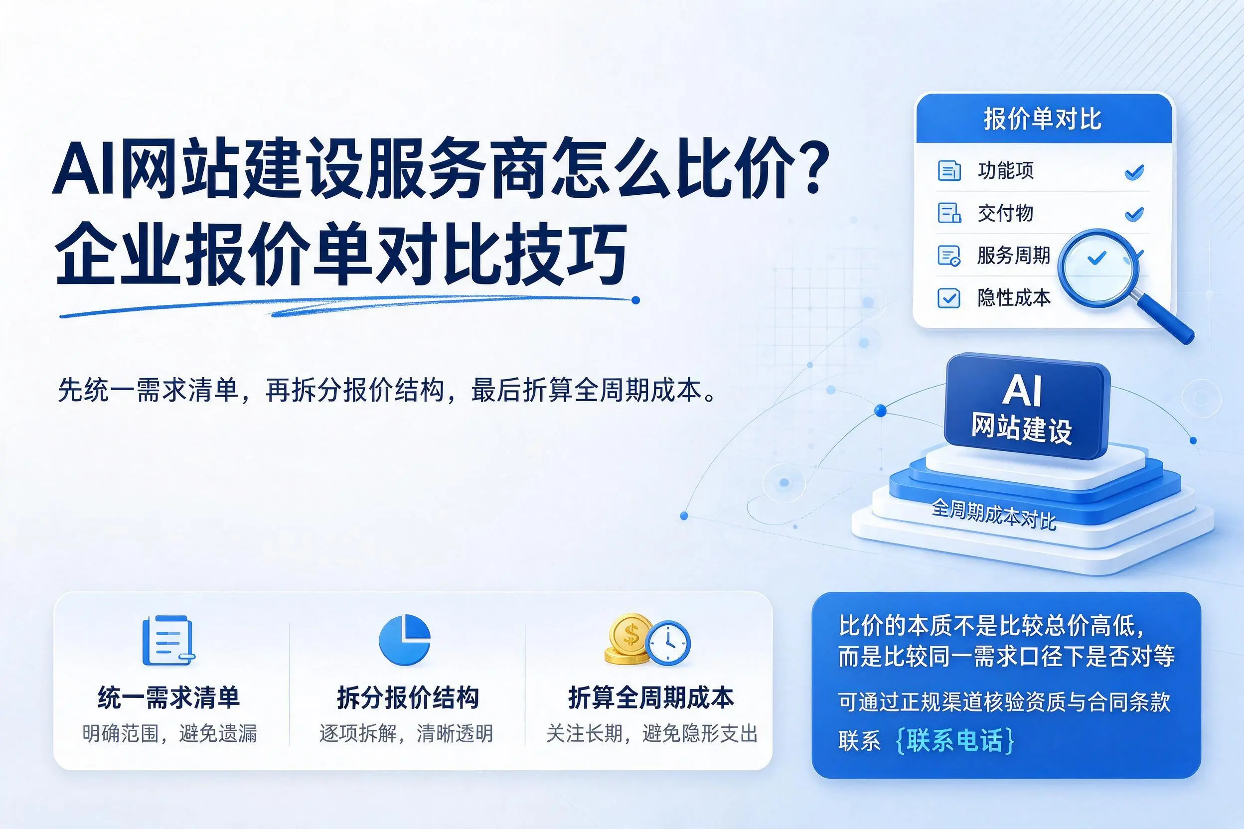 AI网站建设服务商怎么比价？迪庆企业报价单对比技巧