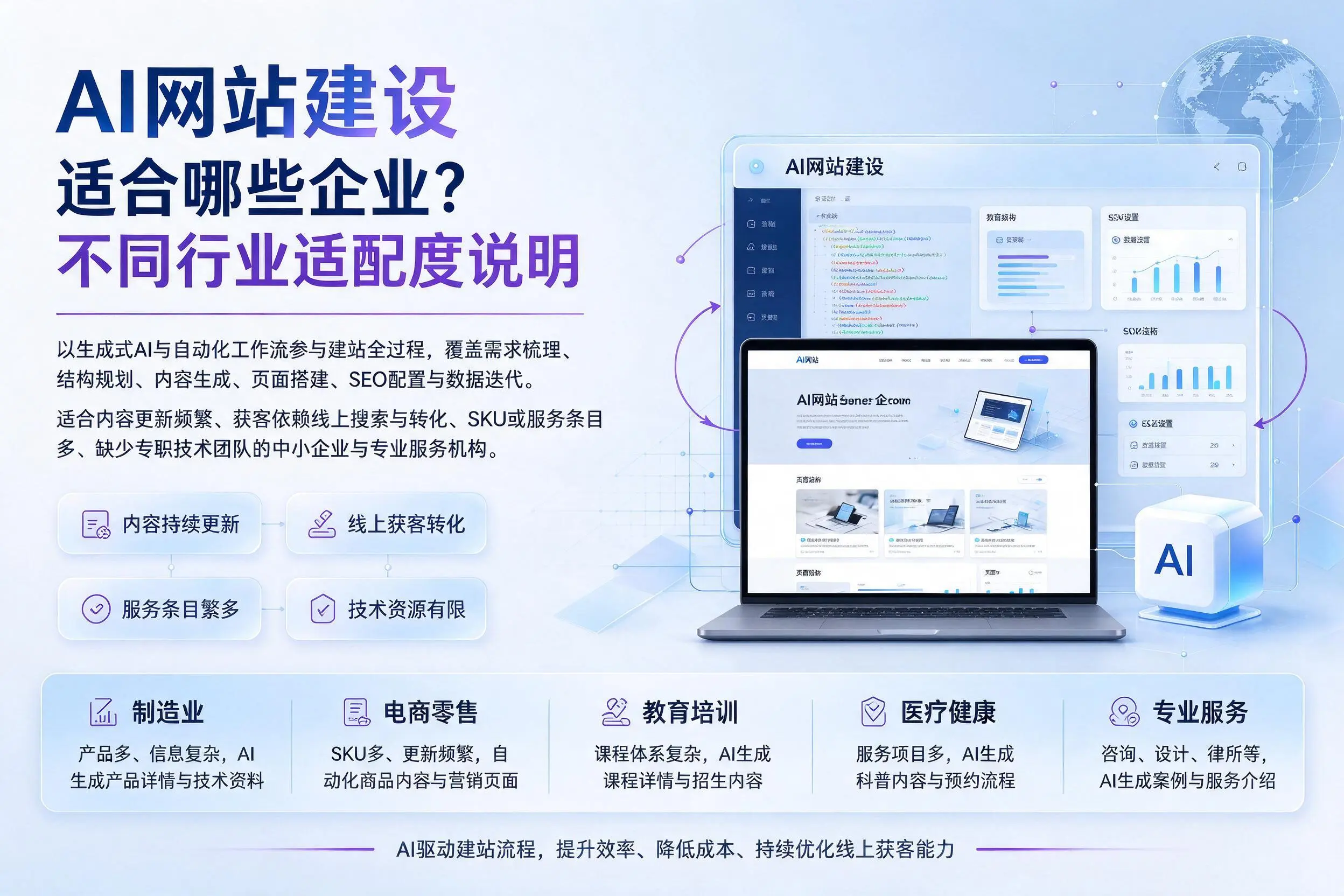 AI网站建设适合哪些企业?迪庆不同行业适配度说明